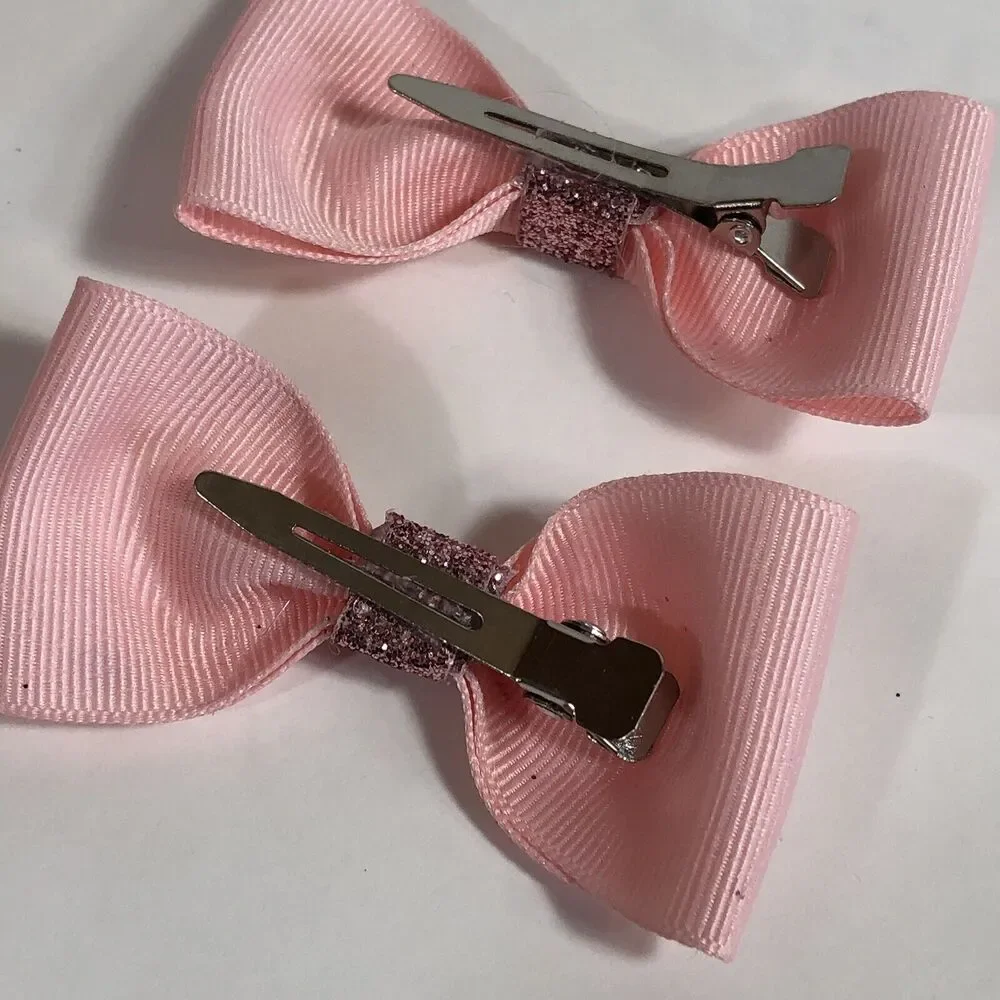 Hair Clip Barrette Lot Ribbon Bow Knot Trendy New Coquette Pink and Footballs
